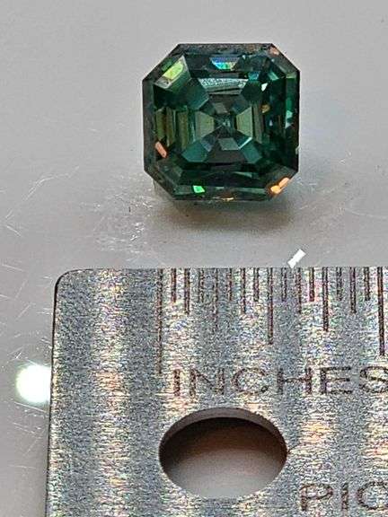 Huge 8 Ct Paraiba Green Asscher Cut Fire Moissanite