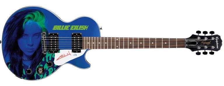 Billie Eilish Signed Gibson Epiphone Les Paul Photo Graphics Guitar ACOA