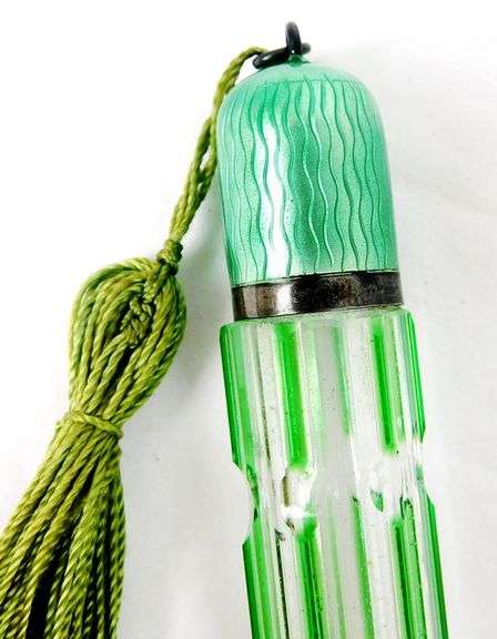 Antique Uranium Glass & Guilloche Scent Bottle