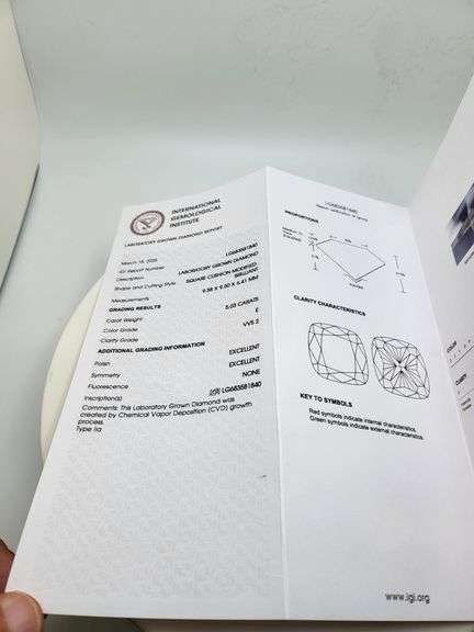 IGI Certified 5.03 CT Lab Grown Diamond
