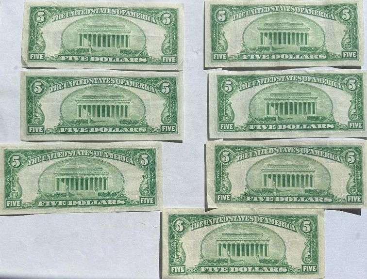 Seven Clean $5 1934 Silver Certificates