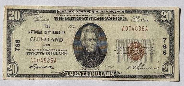$ 20 1929 Series Cleveland National City Bank Note