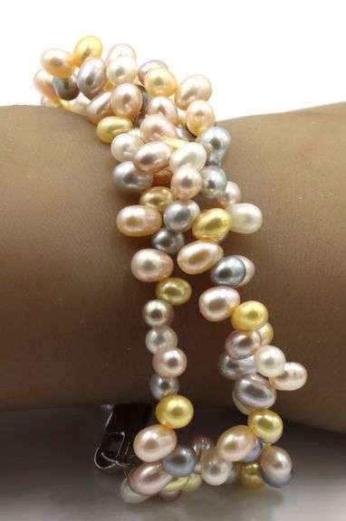 3 Row multi color pearl bracelet