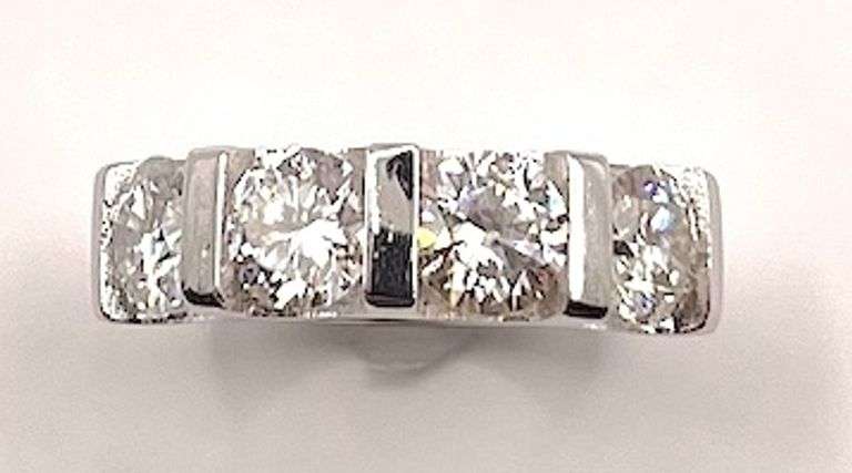 Dazzling 4.25 Ct 4 Stone White Fire Moissanite Ring