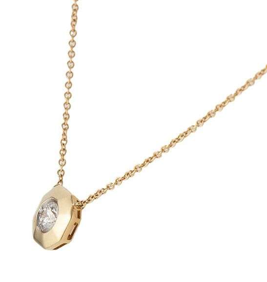 New 0.40ct Round Diamond Bezel Set Octagonal Shaped Pendant Necklace in 14K