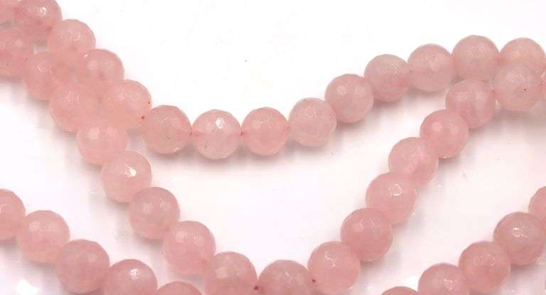 Pink quartz bead ball necklace
