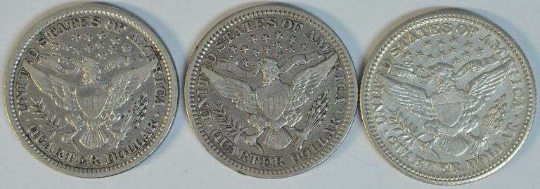 1896 & 1903 in XF and 1904 in AU Barber Quarters