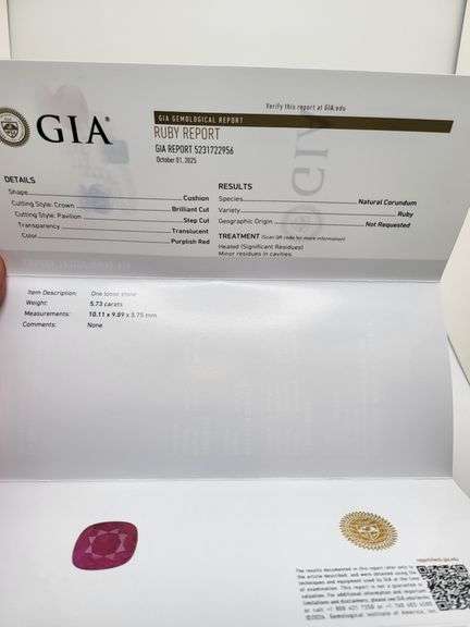 GIA Certified 5.73 CT Ruby