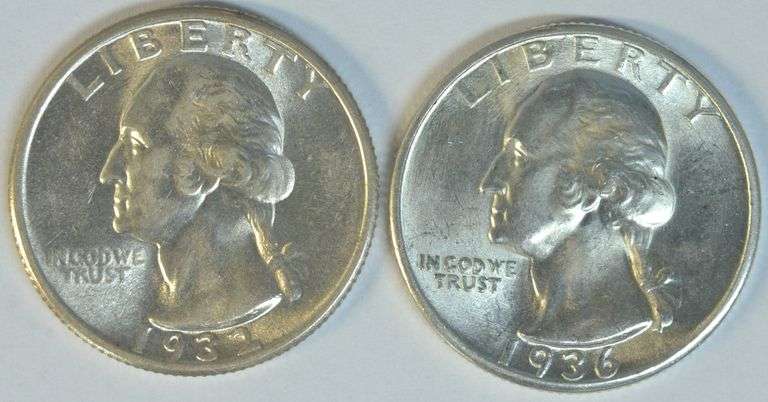 Blazing Gem BU 1932 & 1936 Washington Quarters