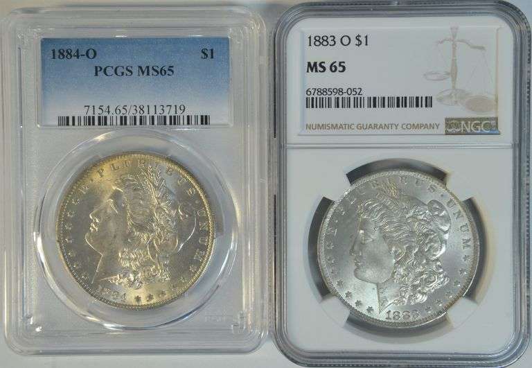 Super Gem BU 1883-O (NGC) and 1884-O (PCGS) Morgans in MS65