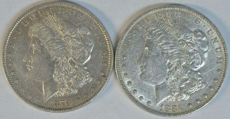 Upper end 1879-O & 1881-P Morgan Silver Dollars