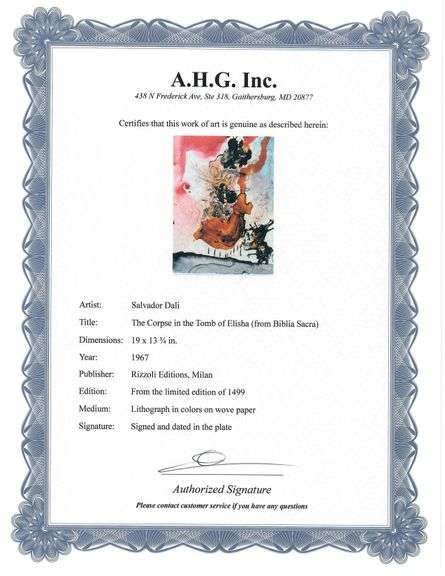 Highly Collectible and Rare Salvador Dali Original Lithograph from the 'Biblia Sacra' Suite