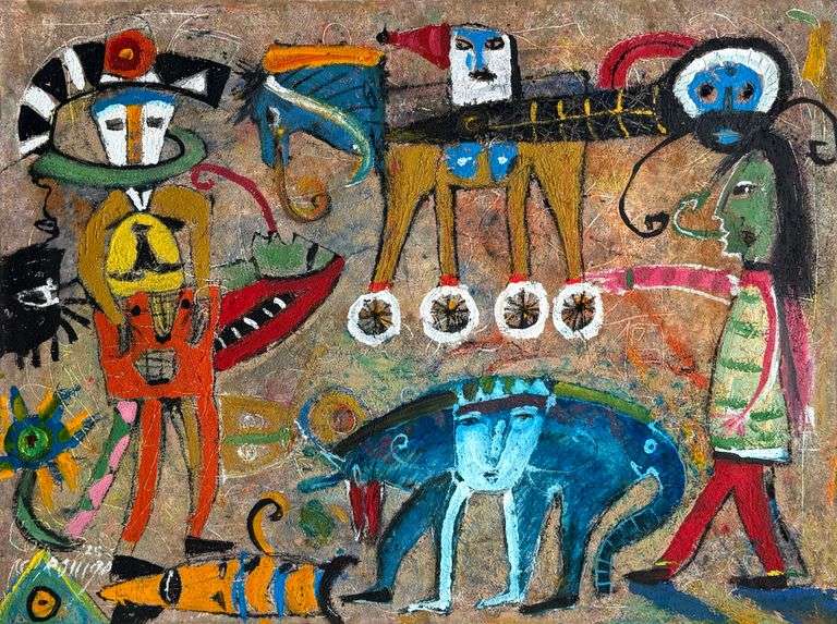 Spectacular Large Size Original Painting by Mexican Contemporary Master ROMGO