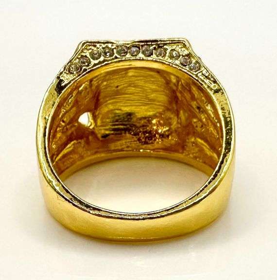 Men's 14 Kt  Yellow Gold Plate 7.75 Cttw. Lab Simulated Diamond Ring.