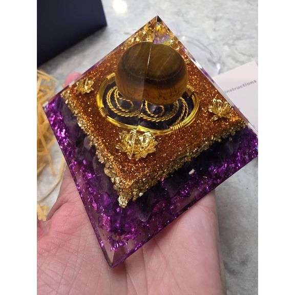 Orgone Amethyst & Tiger’s Eye Crystal Pyramid