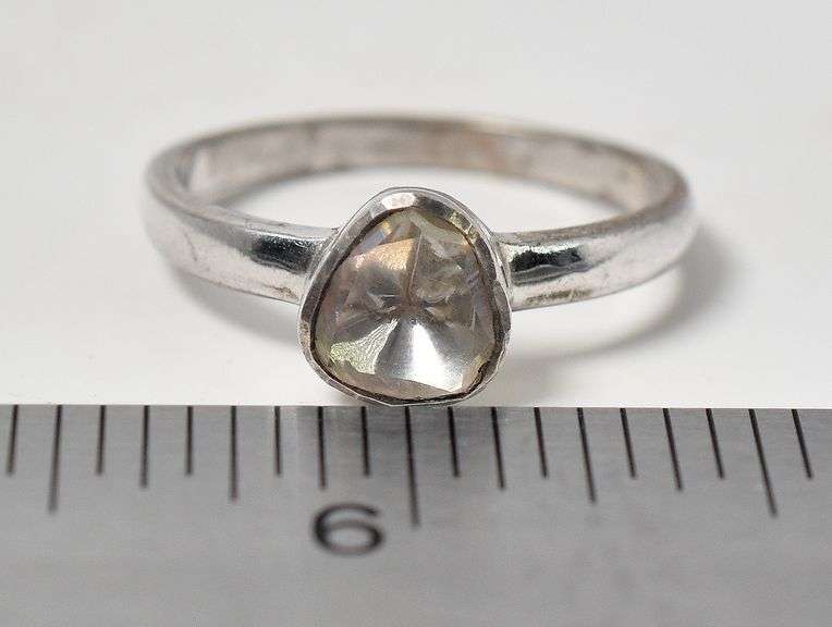 Glass Gemstone Ring in Sterling Silver