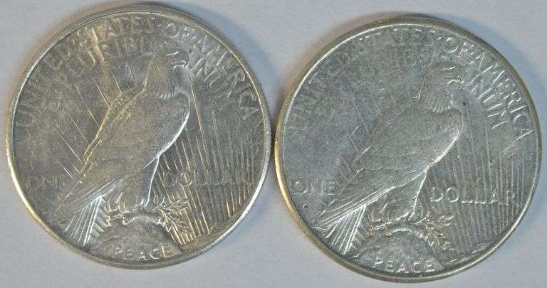 Lustrous Near Mint 1924-S & 1925-S Peace Silver Dollars. Better dates