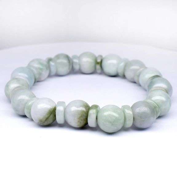 Elegant yet understated 173.55ct sage gray Burmese Jade bracelete