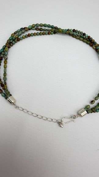 925 Sterling Silver Jay King DTR Unique Color Turquoise Beads and Large Enhancer Necklace