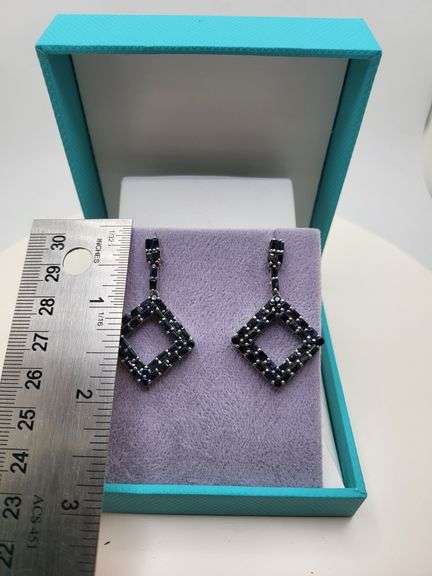 Very high quality hand made black onyx on silver earrings