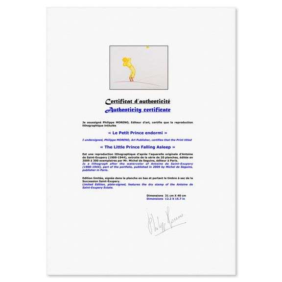 The Little Prince Falling Asleep by Antoine de Saint-Exupery (1900-1944)