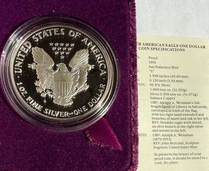 1991 S Silver Eagle With box an paper.