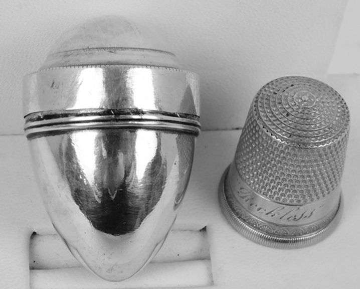 Antique Sterling Thimble Holder & Thimble