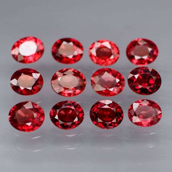 Top cherry red! 7.80ct natural set of Rhodolite Garnets!