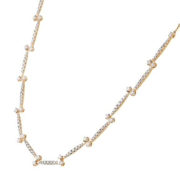 New 1.53ctw Diamond Zig Zag Bar Station Necklace in 14K