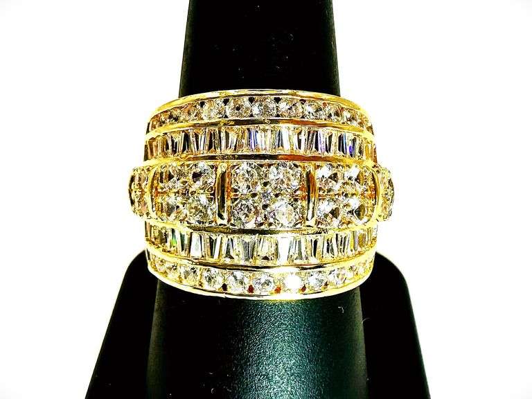 Gorgeous 14 Kt Gold Plate 5.75 Cttw. Lab Simulated Diamond Ring
