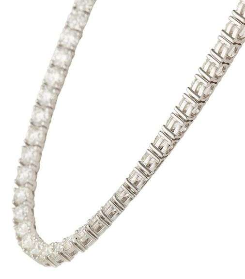 New 43.16ctw Round Diamond Tennis Necklace in 14K
