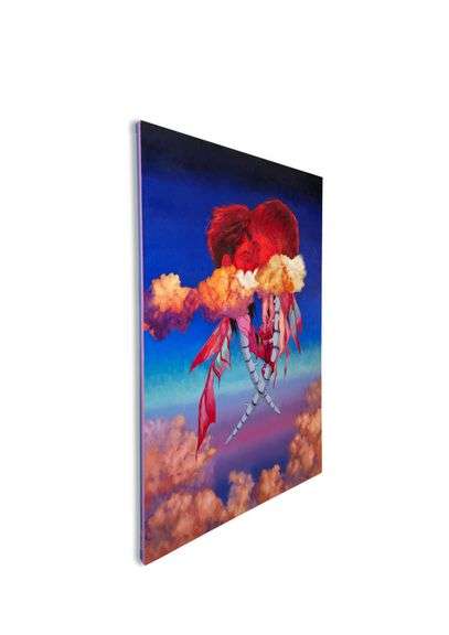 Salima Black "The Hug" Original Oil on Canvas