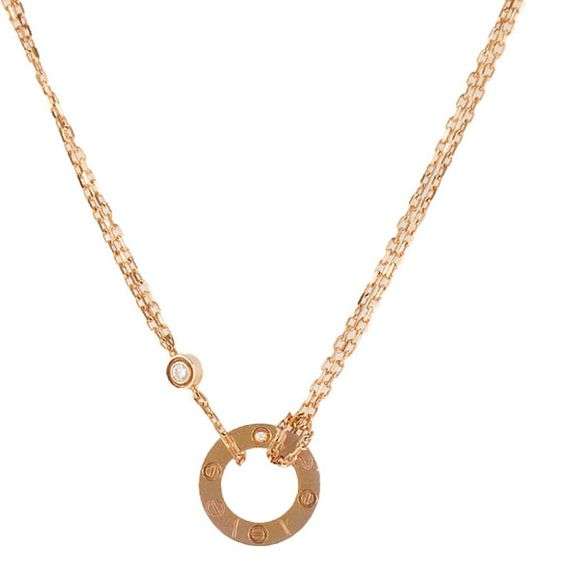 Cartier 0.03ctw Diamond Two Diamond Love Pendant Necklace in 18K