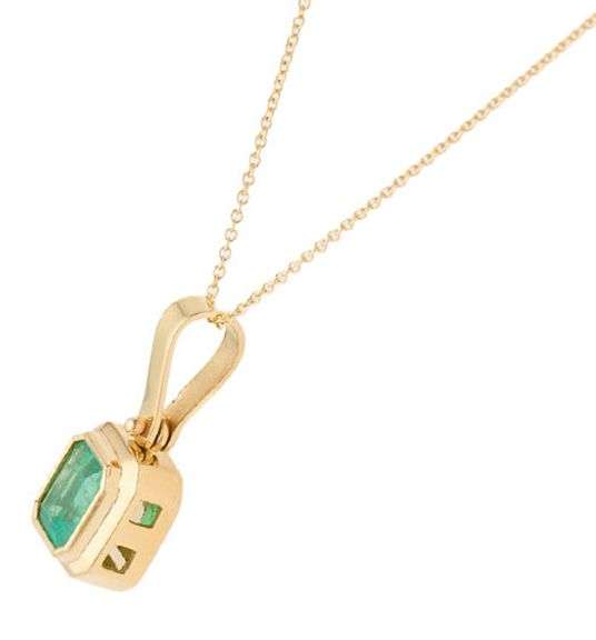 1.80ct Emerald Bezel Set Solitaire Pendant Necklace in 18K