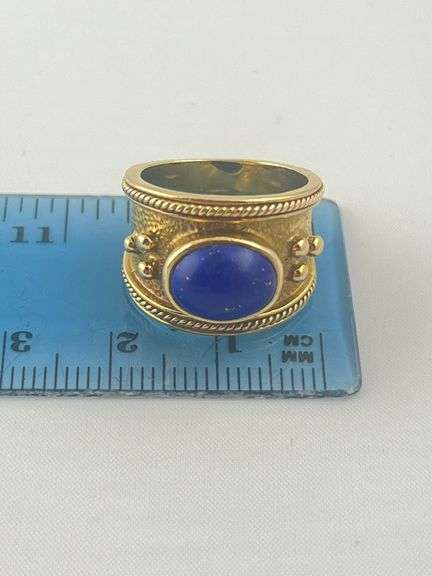 14KT Yellow Gold Etruscan Style Lapis Ring