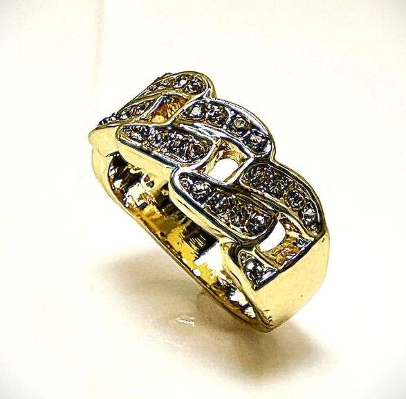 Men's 14 Kt Gold Plate 5 Cttw Lab Simulated Diamond Ring.