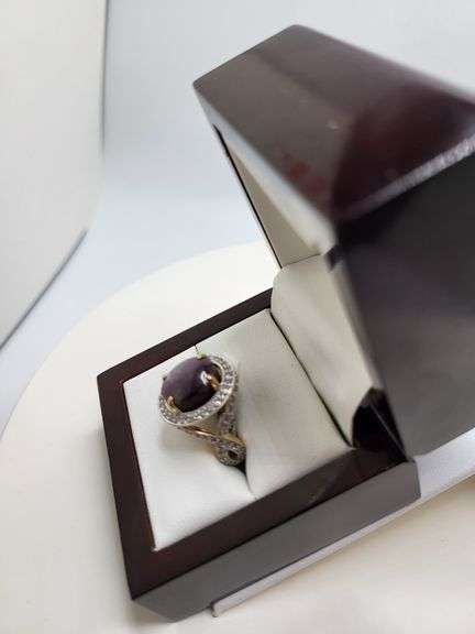 Natural star ruby 12.5ctw with sapphire accent set in silver ring