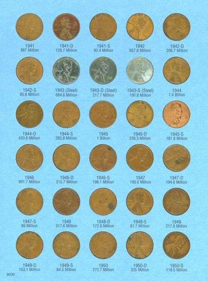 4 Sets of Lincoln Wheat Cents 1941-1975 in Albums