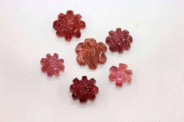 Natural Carved Pink Tourmaline - Lot of 6
