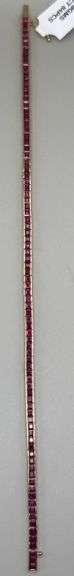 14K Yellow Gold Princess Cut Ruby Tennis Bracelet