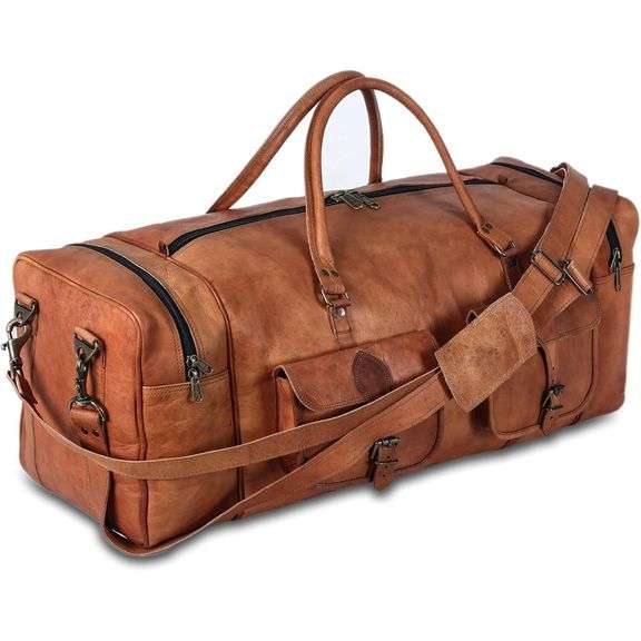 Large Full Grain Leather Duffel Bag