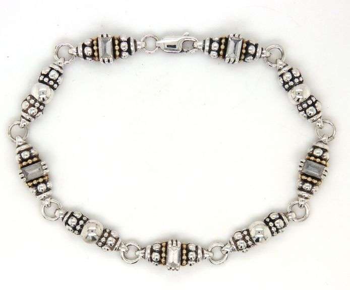 Lagos Caviar 2-tone white topaz bracelet