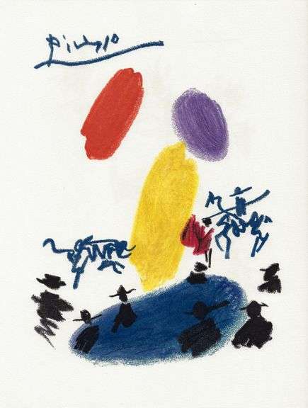 Rare Pablo Picasso Woodcut on Arches Paper from Chant Funèbre pour Ignacio Sánchez Mejías, 1976