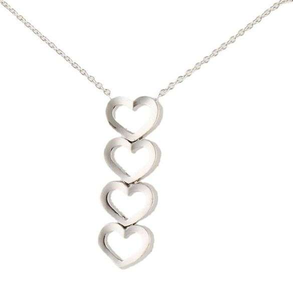 0.50ctw Diamond Open Four Heart Vertical Pendant Necklace in 18K