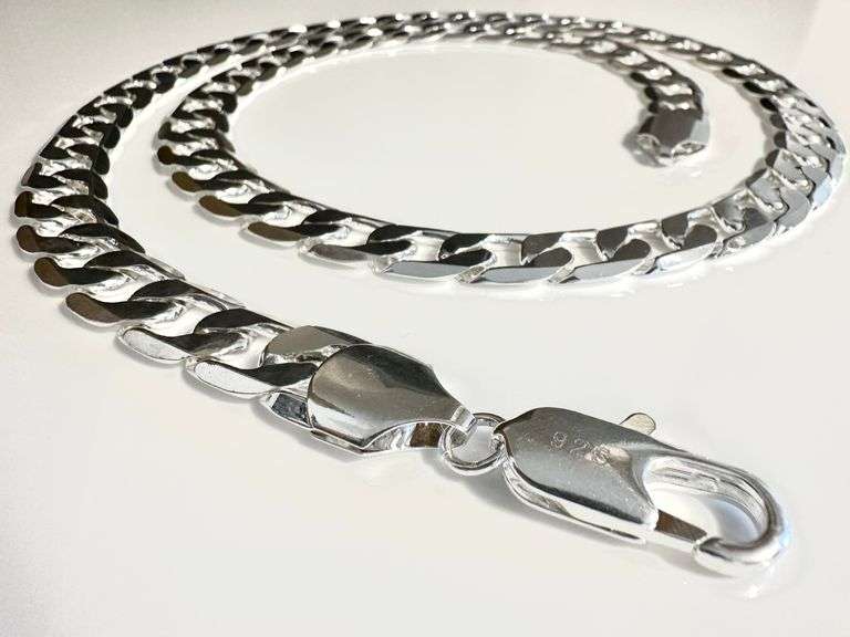 Huge 102 gram 14 Kt White Gold Plate Cuban Link Necklace
