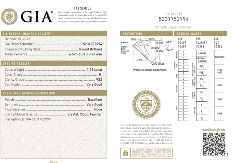 Loose Diamond, 1.01ct, GIA Certified, Round Brilliant Cut