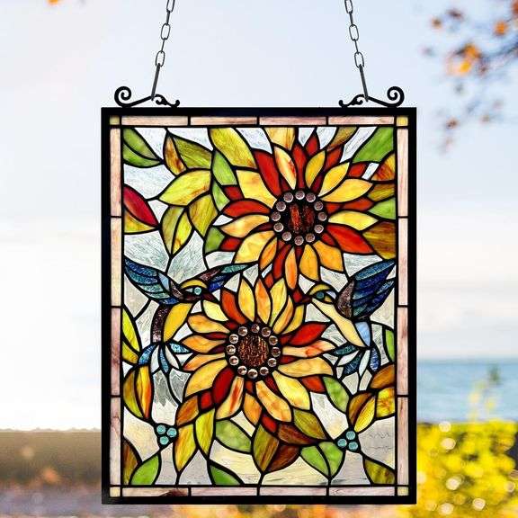Sunflower & Birds Stained Glass Tiffany Style Suncatcher