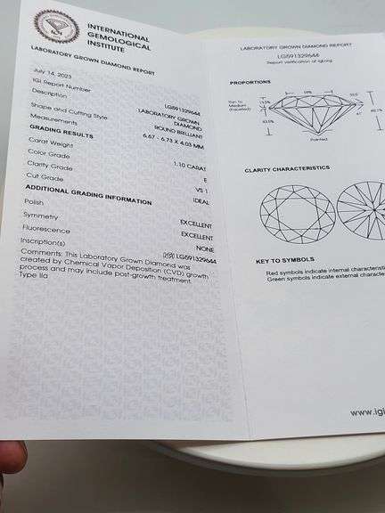 IGI Certified 1.10 CT Lab Grown Diamond