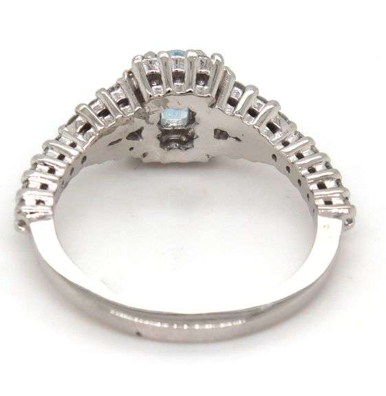 Platinum aquamarine and diamond cocktail ring