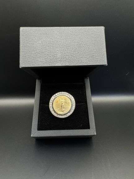 14K Yellow Gold Ring with 22K Yellow Gold Liberty Coin